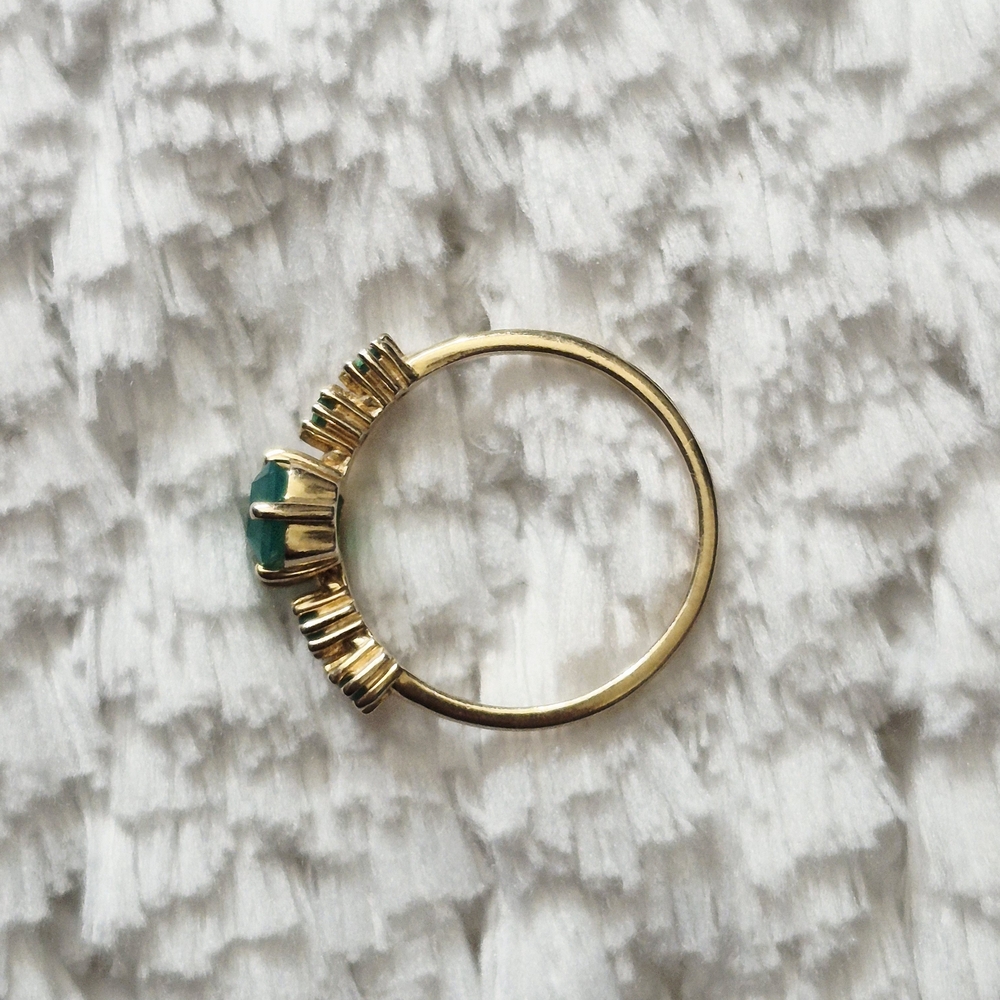 14k Yellow Gold Vermeil Emerald Engagement Ring - Picture 5 of 7